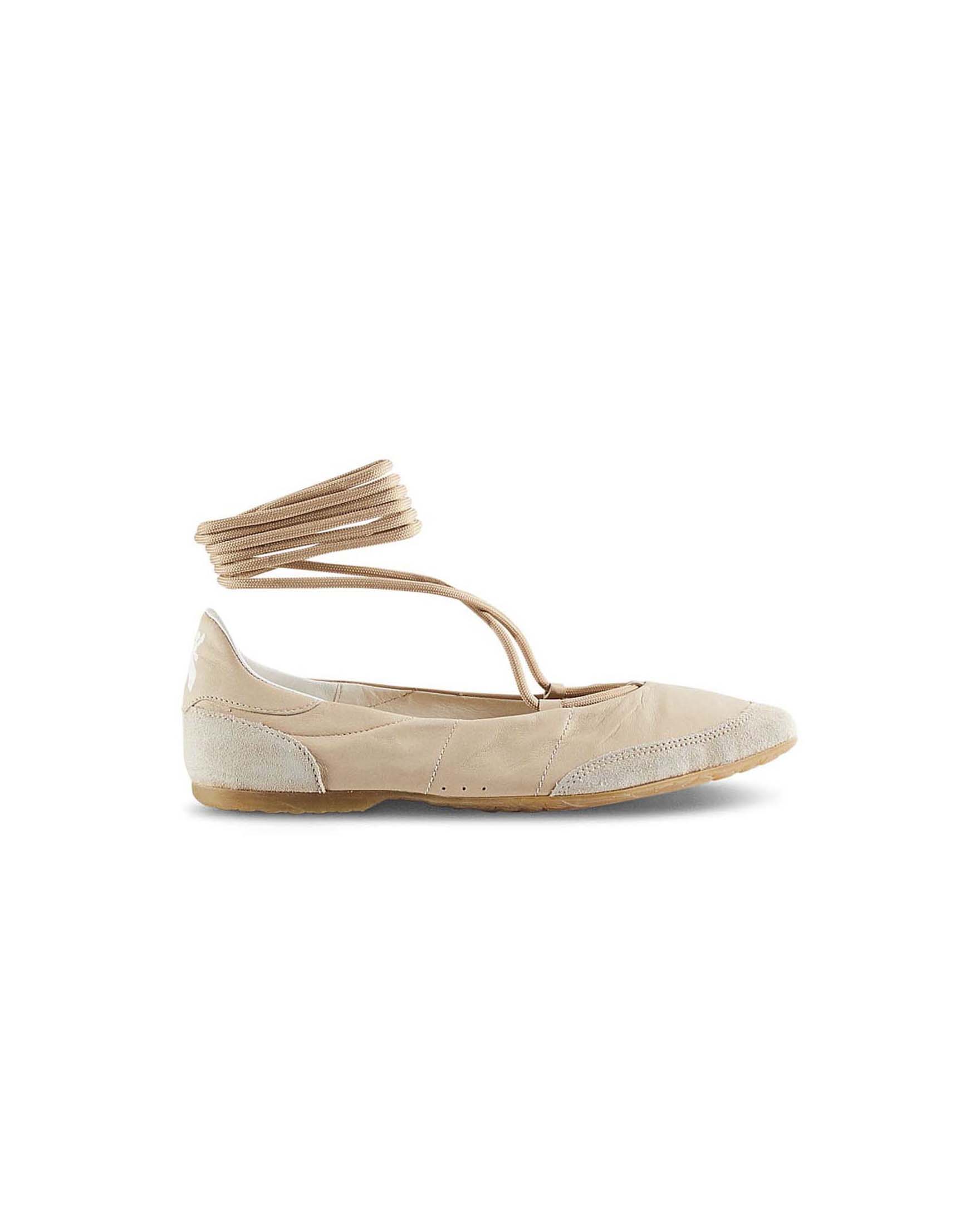 Ballerine Dancing SKIN color cipria in nappa e suede con lacci alla caviglia