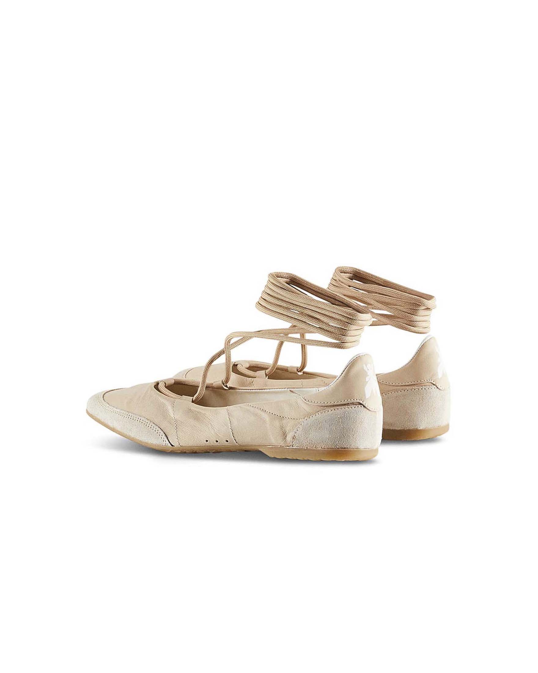 Ballerine Dancing SKIN Patrizia Pepe color cipria in nappa e suede con lacci alla caviglia