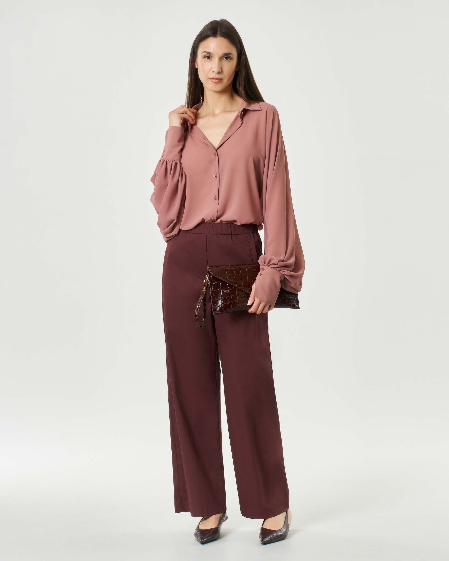 Camicia fluida Patrizia Pepe terracotta con maniche ampie image