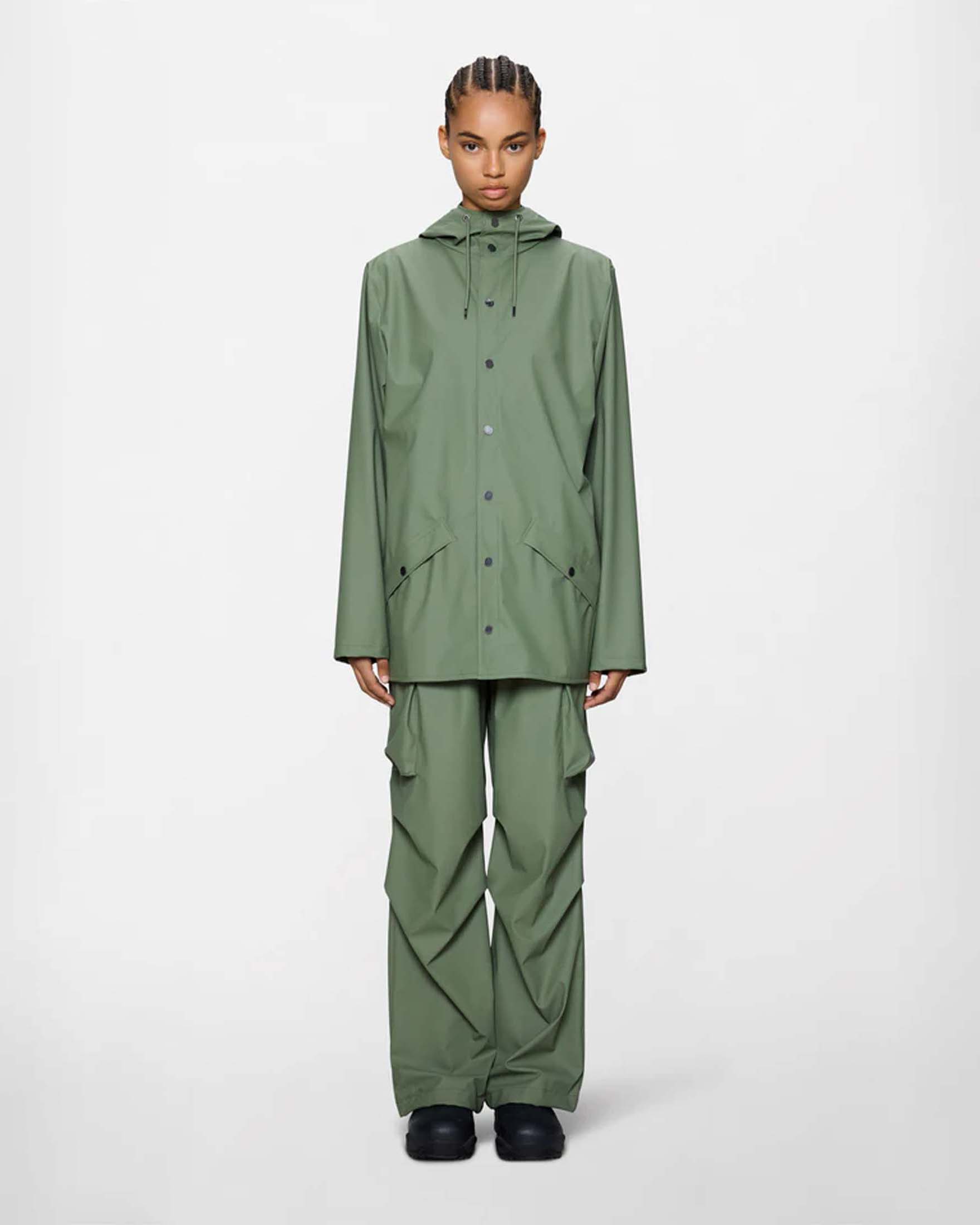 Giacca antipioggia Jacket verde salvia in tessuto impermeabile con cappuccio