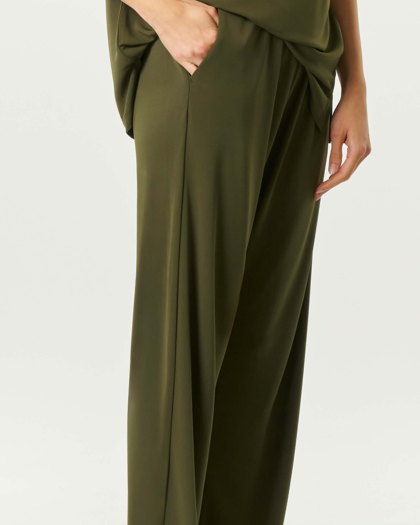Pantaloni palazzo MM Max Mara verdi in jersey crepe di viscosa image