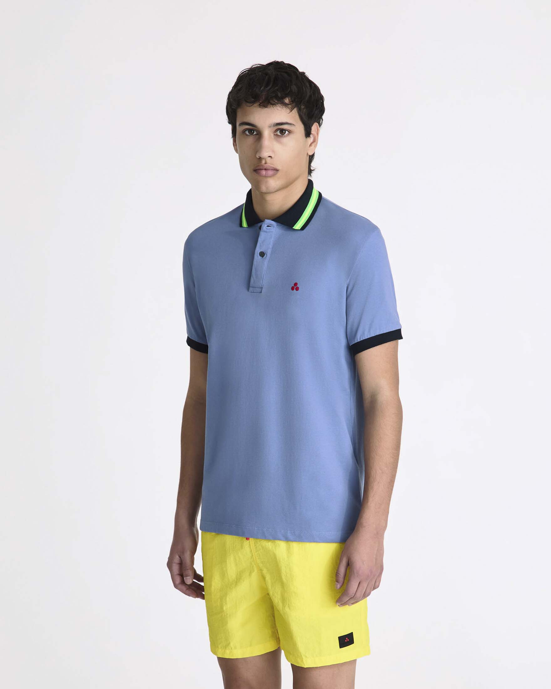 Polo Peuterey avio mezza manica in cotone stretch con colletto e bordino in contrasto