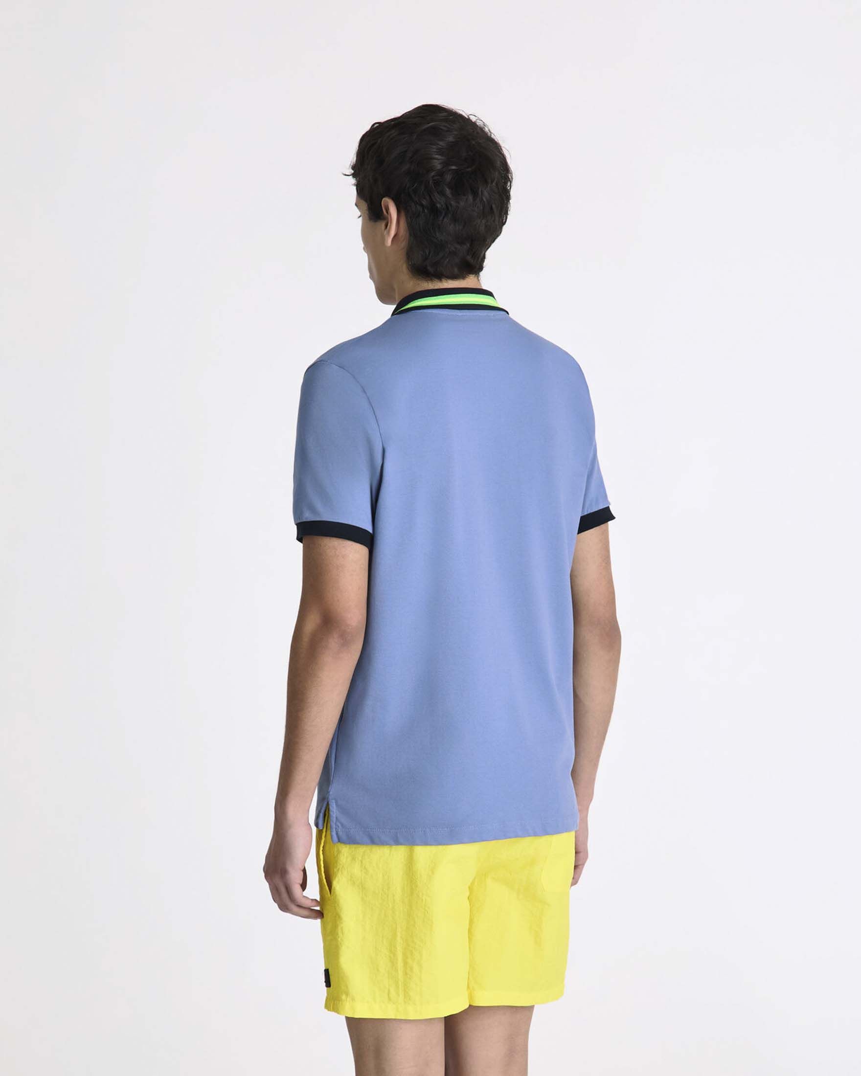 Polo Peuterey avio mezza manica in cotone stretch con colletto e bordino in contrasto image