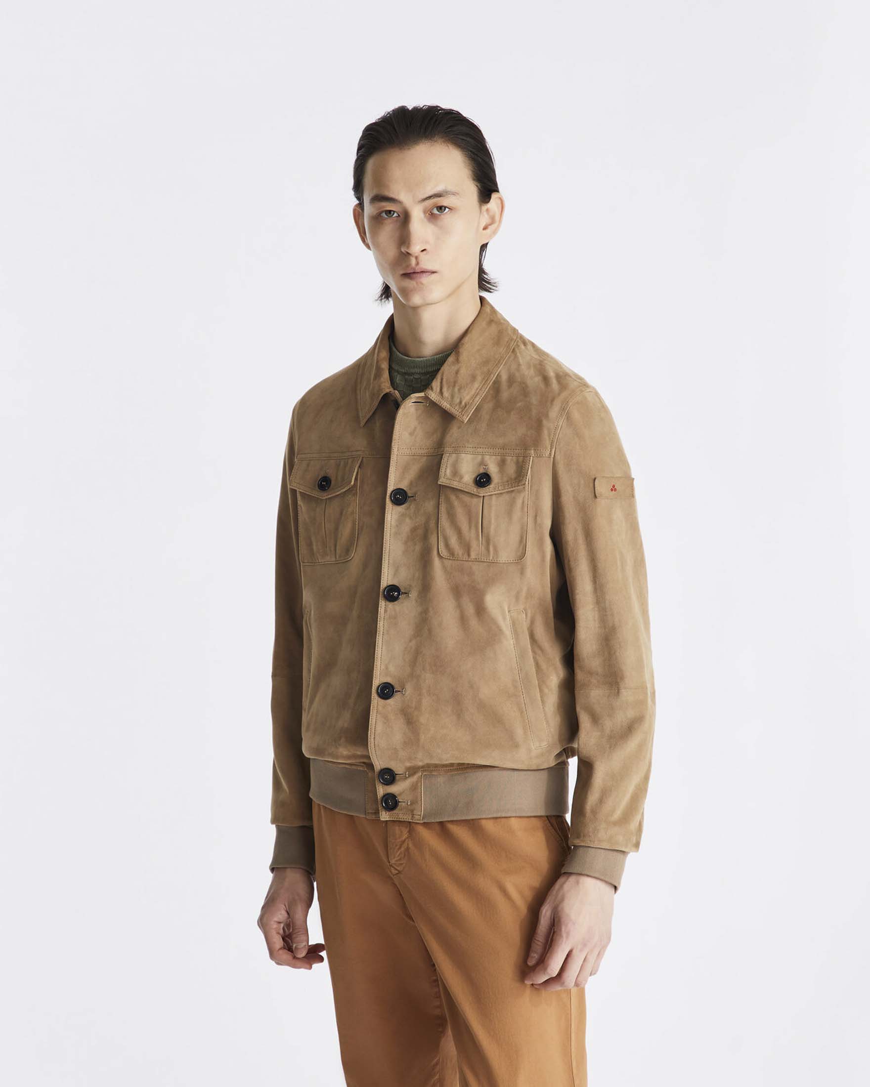 Giacca Destiny Peuterey beige in pelle scamosciata con bottoni image