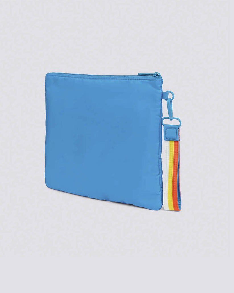Pochette mare Sundek celeste in nylon taffetà con fascia arcobaleno image