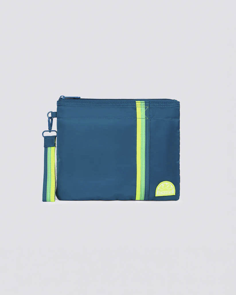 Pochette mare Sundek ottanio in nylon taffetà con fascia arcobaleno