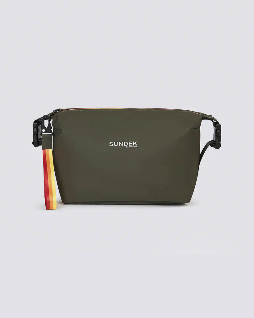 Beauty case Sundek verde militare in tessuto gommato impermeabile