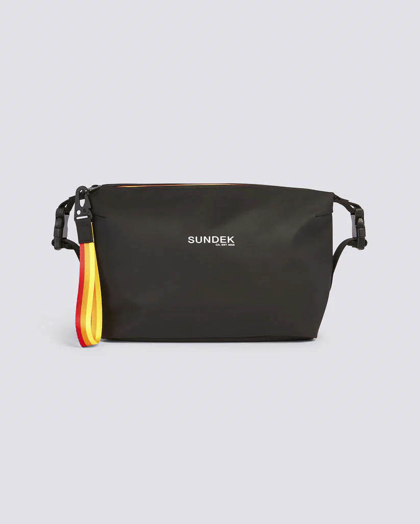 Beauty case Sundek nero in tessuto gommato impermeabile