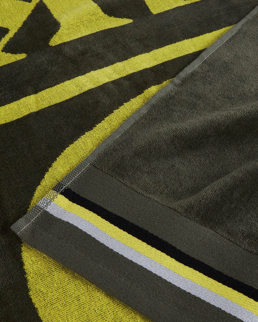Telo mare verde militare Sundek in spugna con logo sole giallo jacquard image