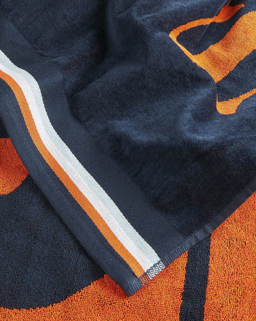 Telo mare blu Sundek in spugna con logo sole arancione jacquard image