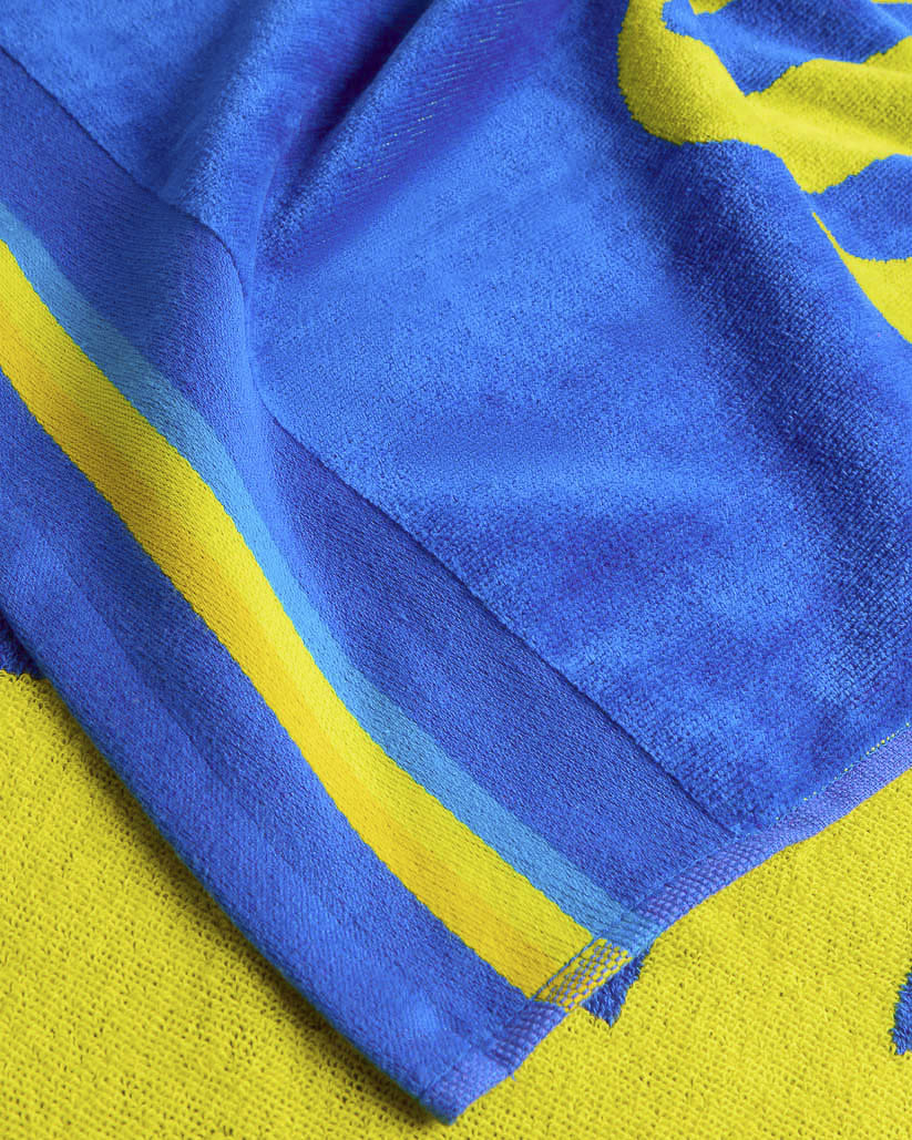 Telo mare blu royal Sundek in spugna con logo sole giallo fluo jacquard image