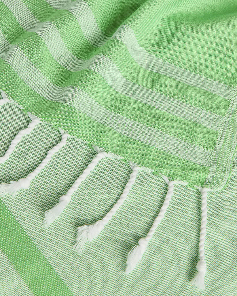 Telo mare verde Sundek con logo sole jacquard dettaglio a righe e frange image