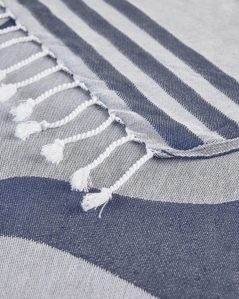 Telo mare blu Sundek con logo sole jacquard dettaglio a righe e frange image