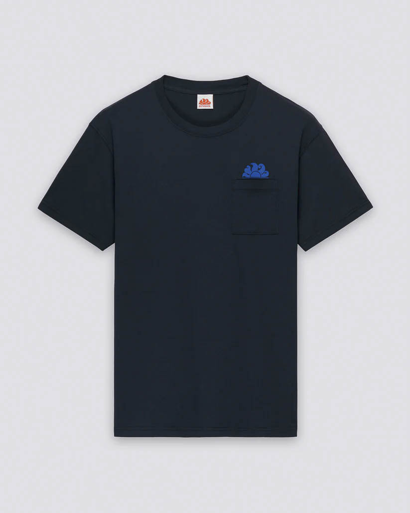 T-shirt Sundek blu con taschino e logo sole blu royal