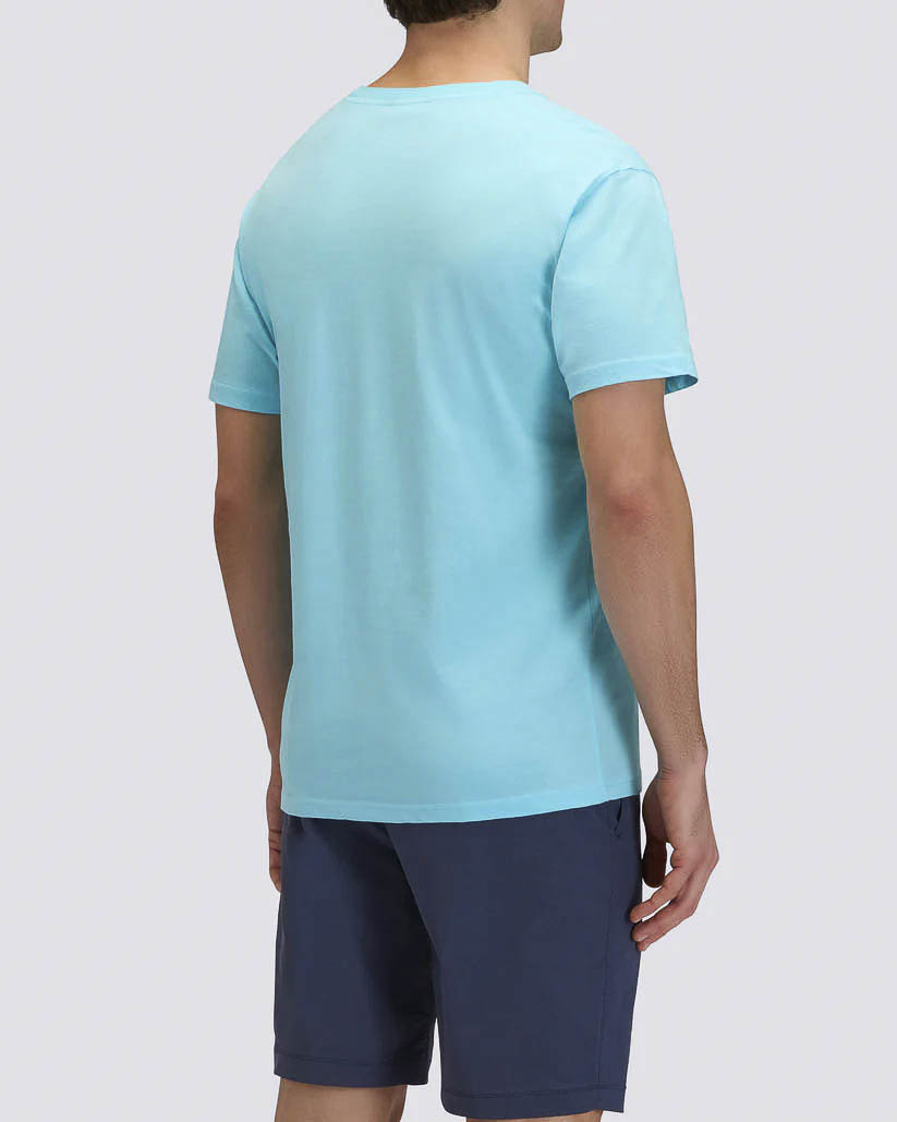 T-shirt Sundek azzurra con taschino e logo sole blu image