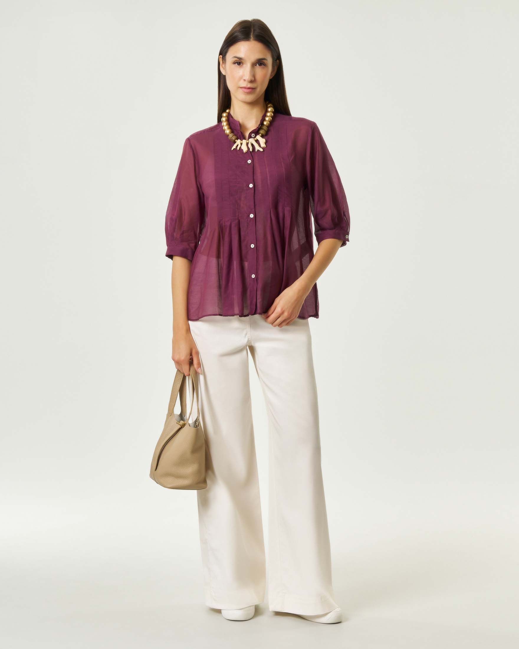 Pantaloni cinque tasche ampi Emme Marella bianchi in gabardina di cotone stretch