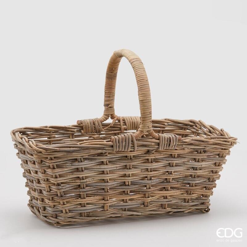 Cesto in Rattan Rettangolare con Manico 33x60x45h Edg