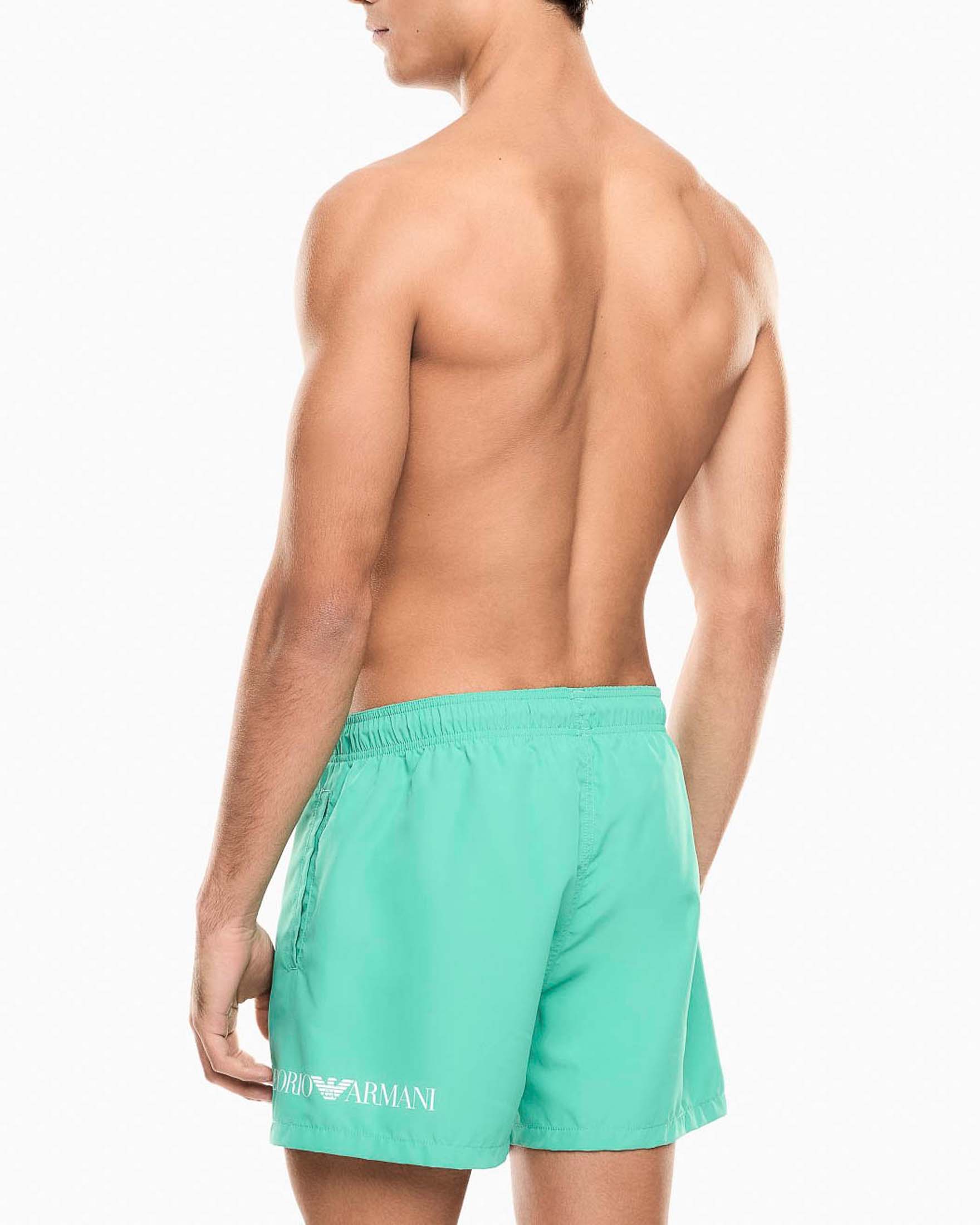Boxer mare EA7 verde con stampa logo bianca e coulisse image