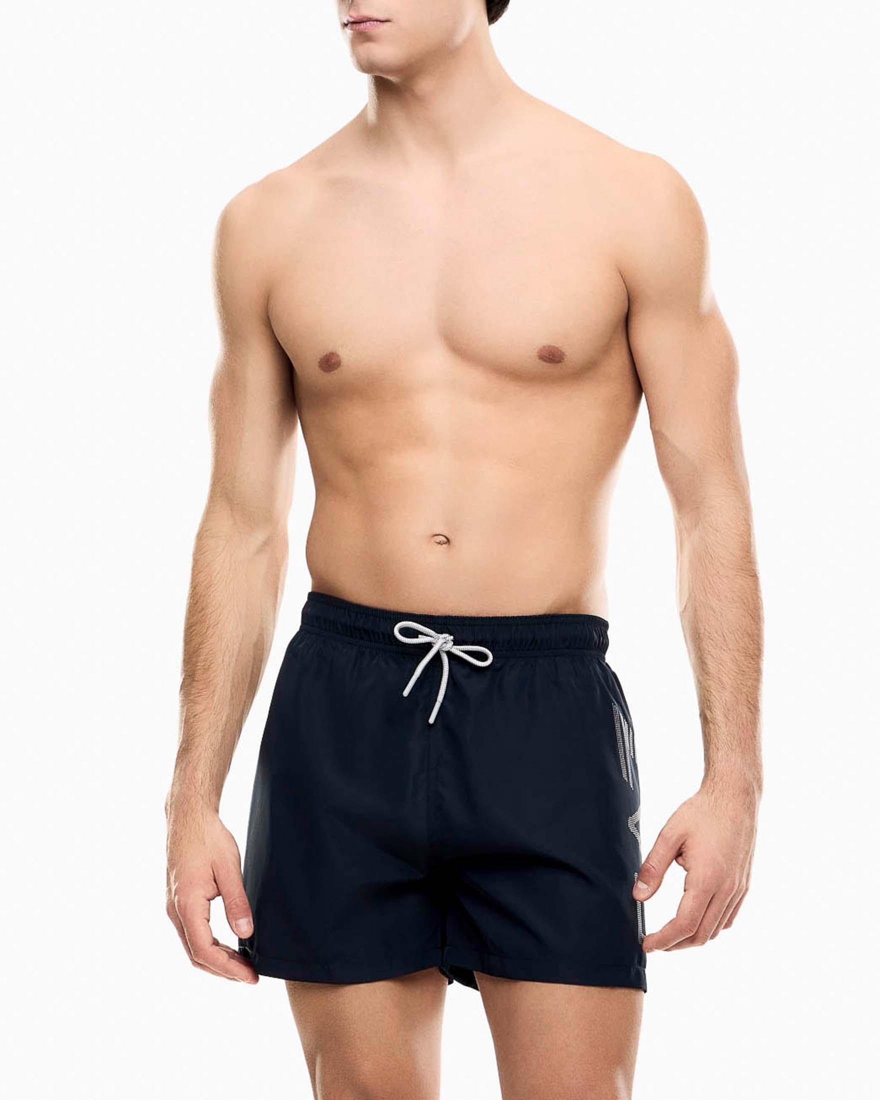 Boxer mare EA7 blu con maxi logo laterale stampato