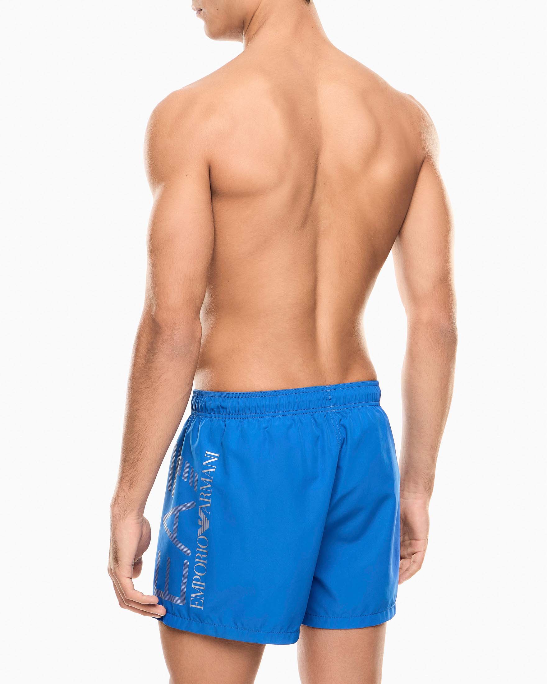 Boxer mare EA7 blu royal con maxi logo laterale stampato image