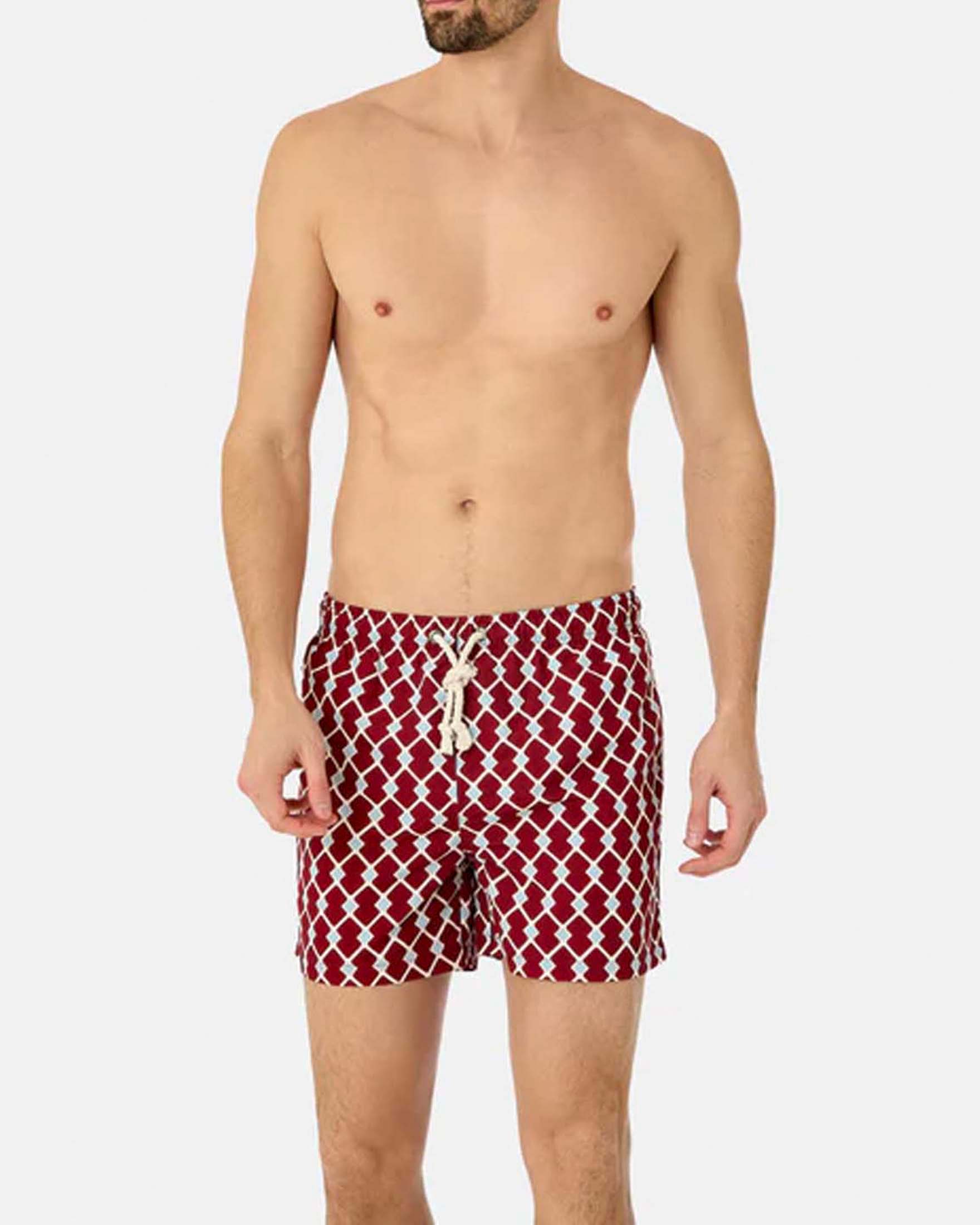 Boxer da mare Gassa D'Amante rosso con motivo geometrico