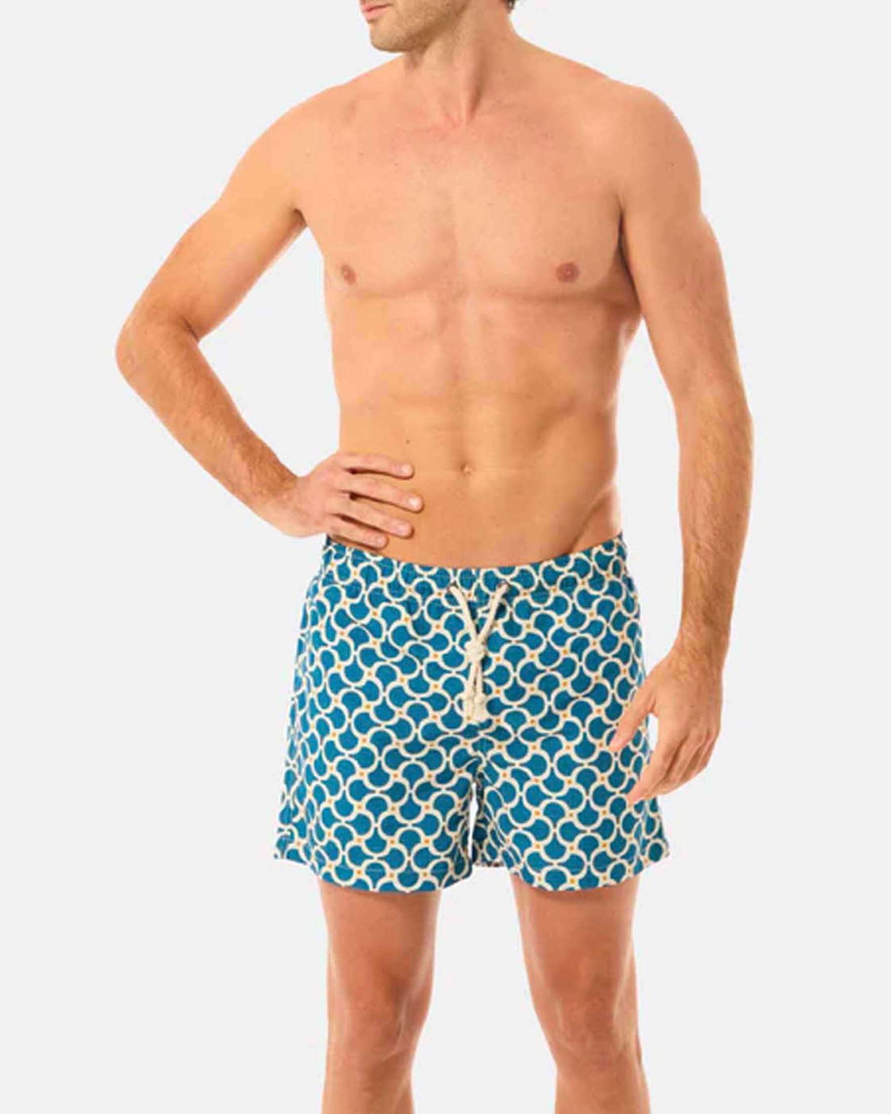 Boxer mare Gassa D'Amante avio con stampa geometrica e coulisse