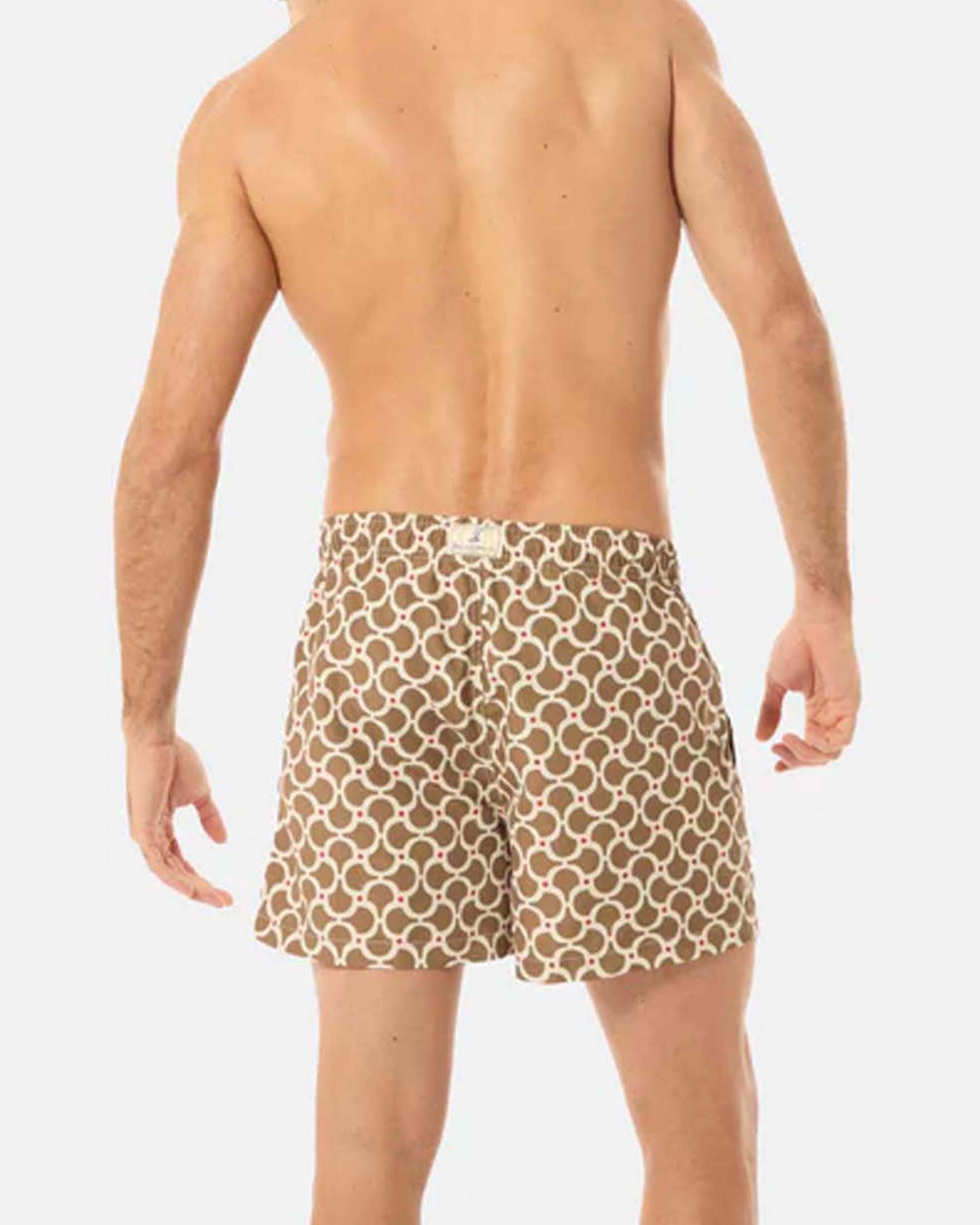 Boxer da mare Gassa D'Amante color fango con fantasia geometrica