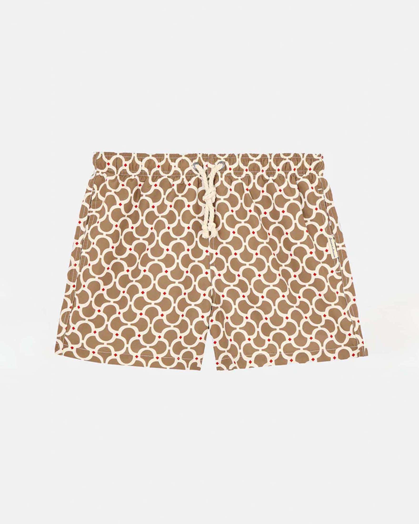 Boxer da mare Gassa D'Amante color fango con fantasia geometrica
