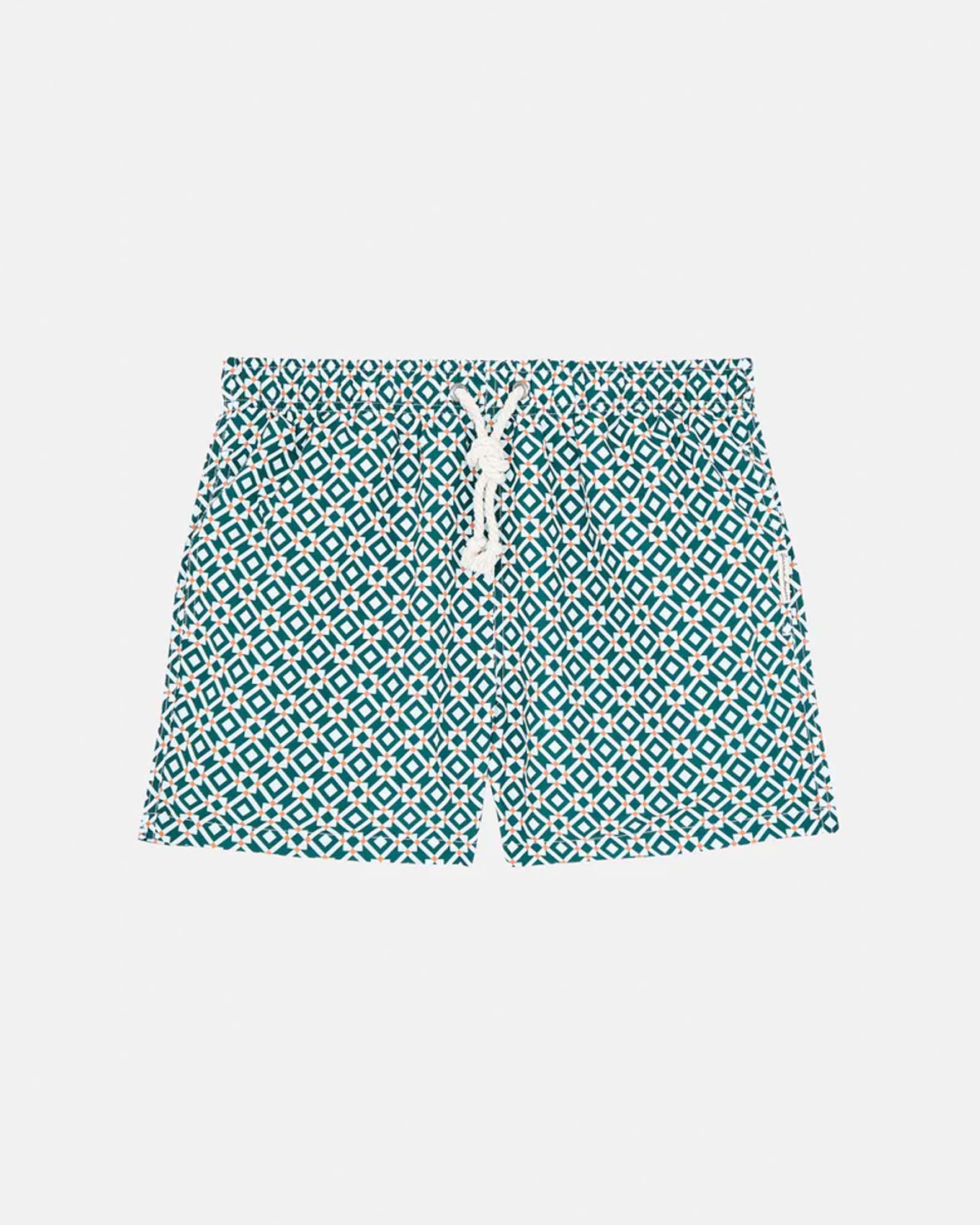 Boxer da mare Gassa D'Amante verdi con stampa geometrica a rombi