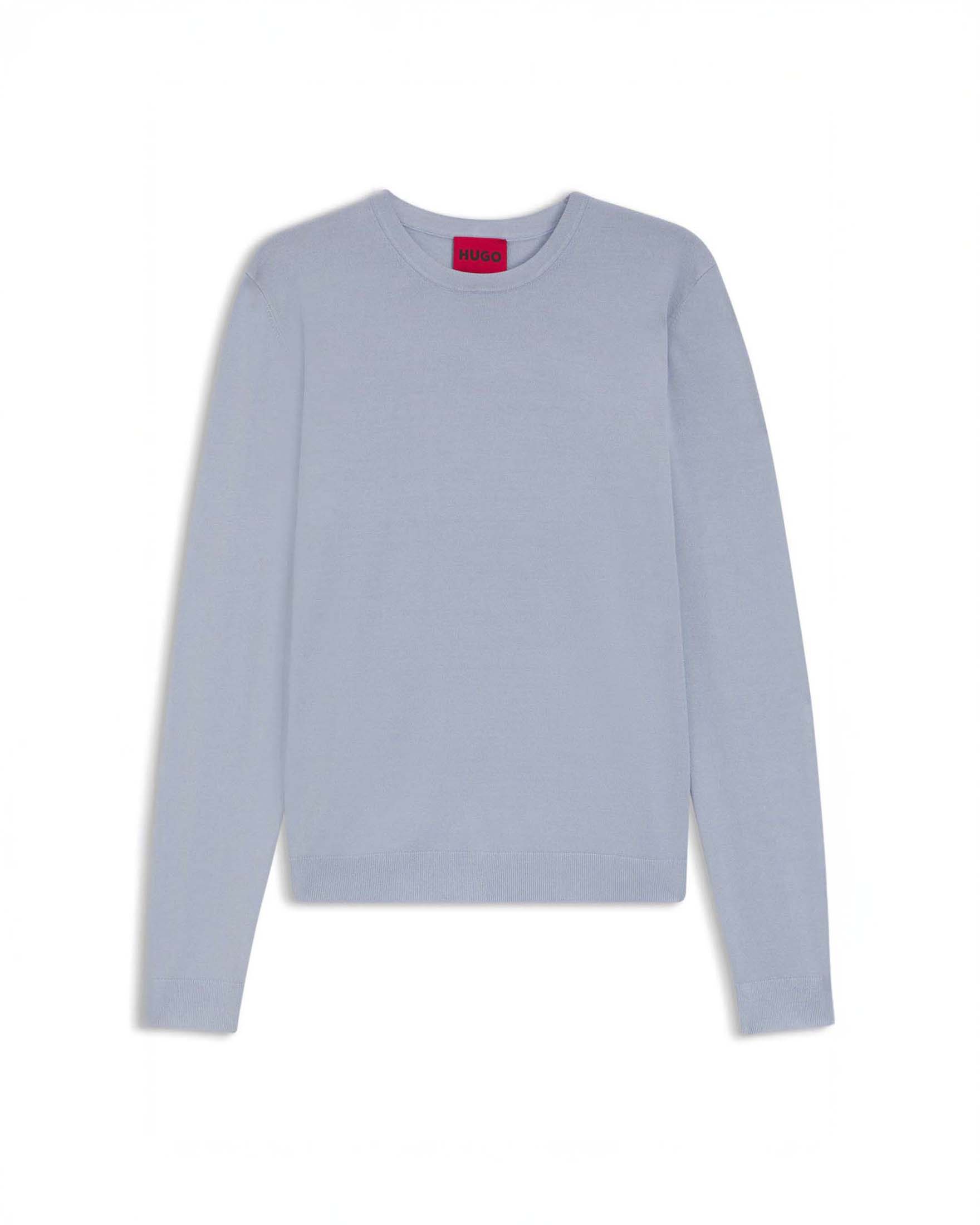 Maglia girocollo Hugo azzurra in misto viscosa