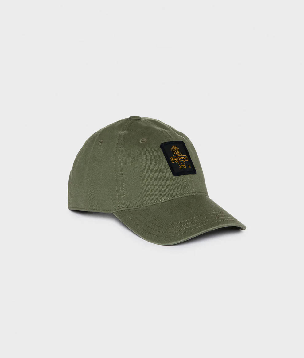 Berretto da baseball verde militare in cotone con patch ricamata