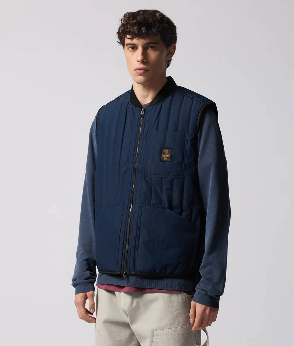 Gilet Refrigiwear blu trapuntato con logo ricamato sul taschino image