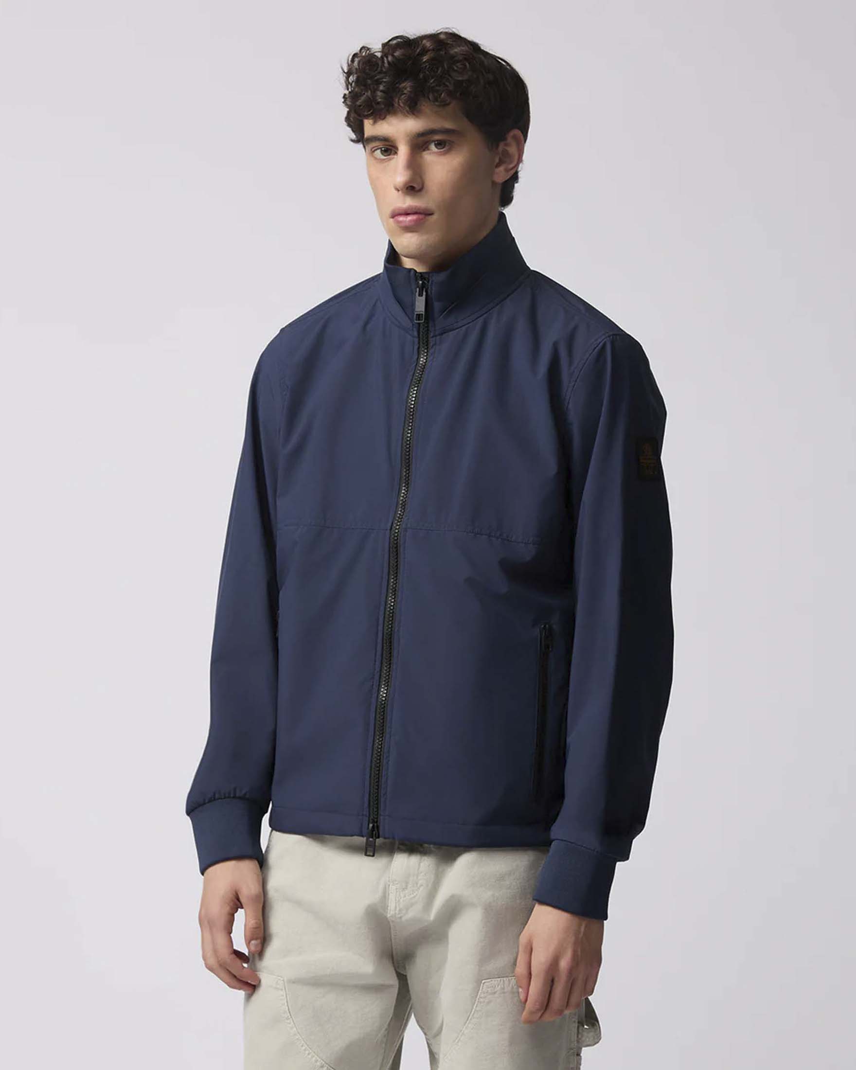 Bomber blu navy in tessuto tecnico elasticizzato