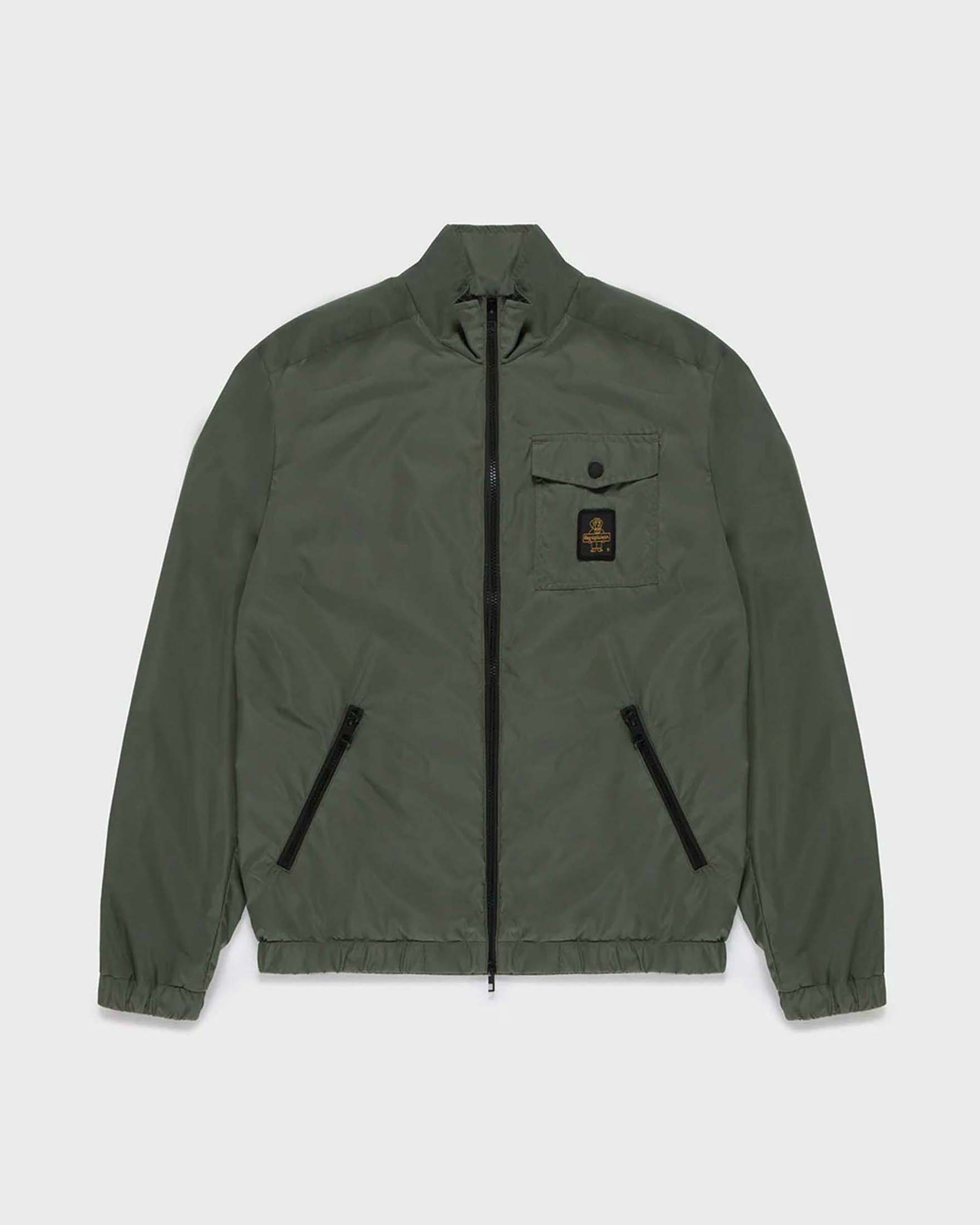 Giubbino verde militare impermeabile con patch logo