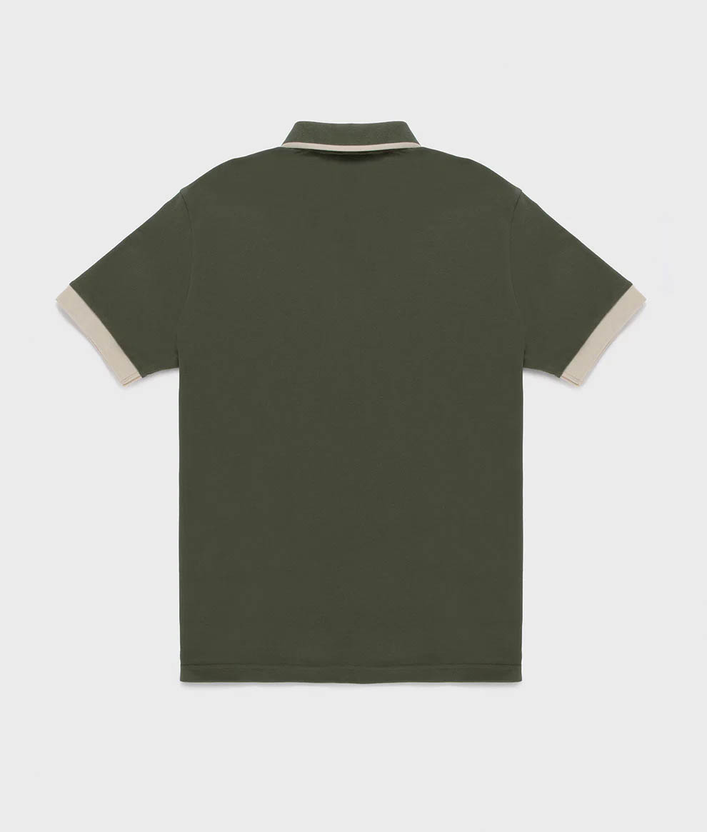Polo Refrigiwear verde militare in cotone stretch con bordino image