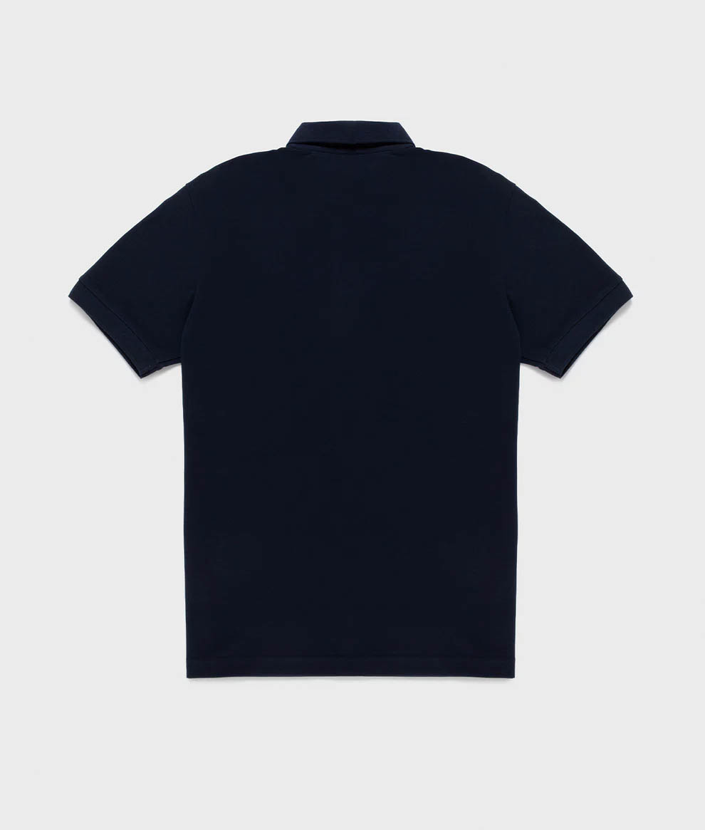 Polo Refrigiwear blu in cotone stretch con logo ricamato e bordini a contrasto image