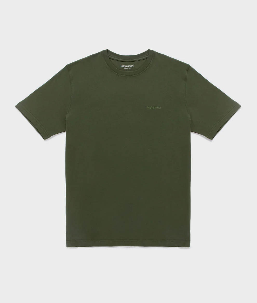 T-shirt mezza manica verde militare in cotone con logo ricamato