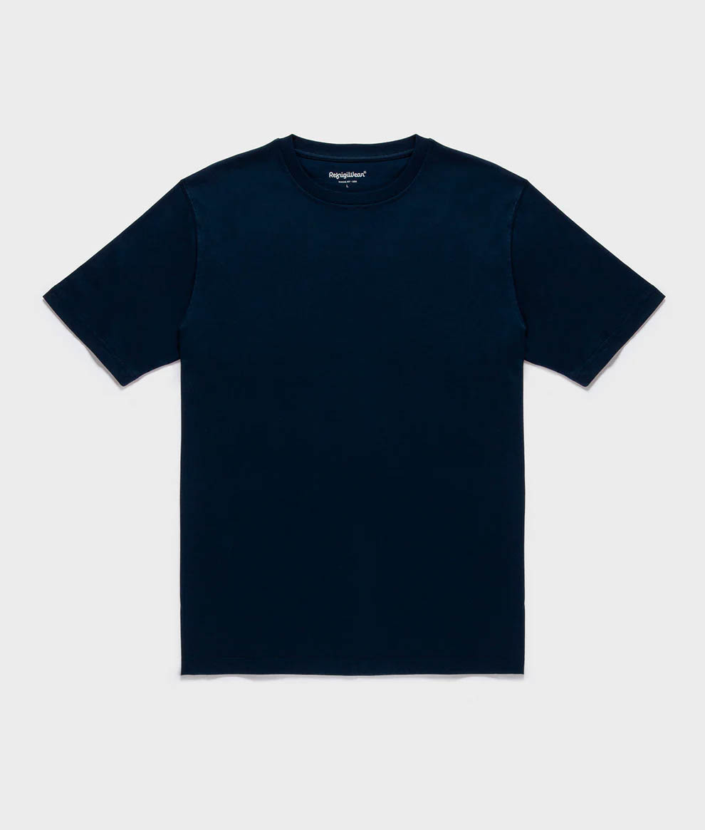 T-shirt blu navy in cotone con logo ricamato tono su tono