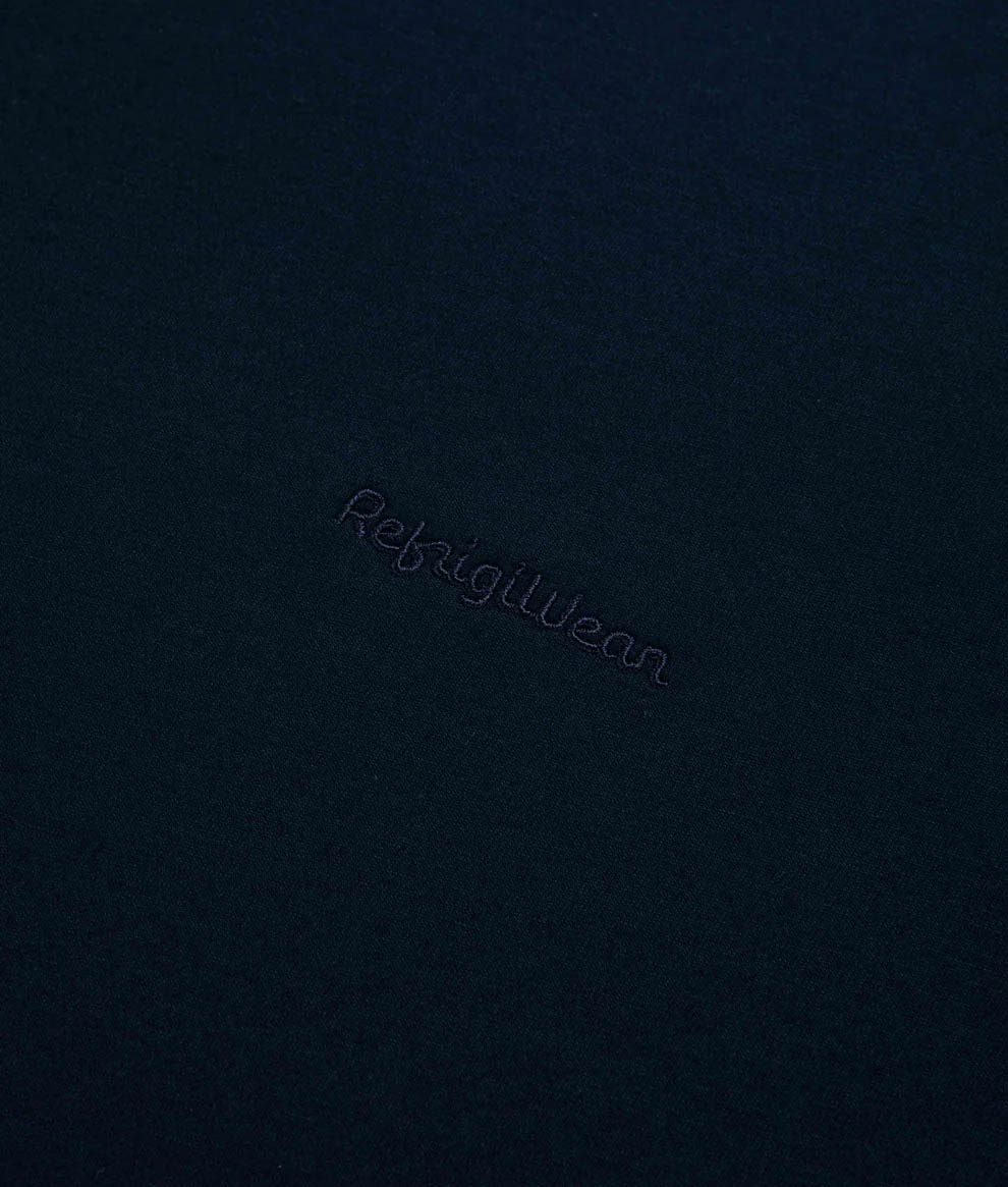T-shirt Refrigiwear blu navy in cotone con logo ricamato tono su tono