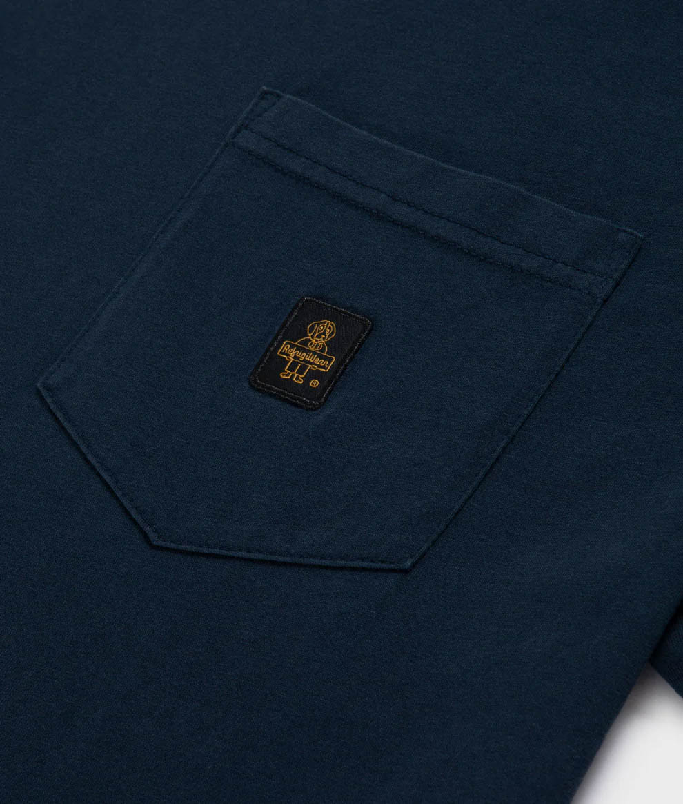 T-shirt mezza manica Refrigiwear blu in cotone con taschino e patch logo