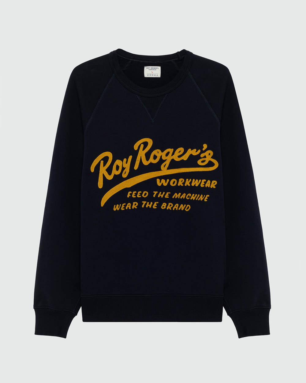 Felpa girocollo blu in misto cotone con logo ricamato