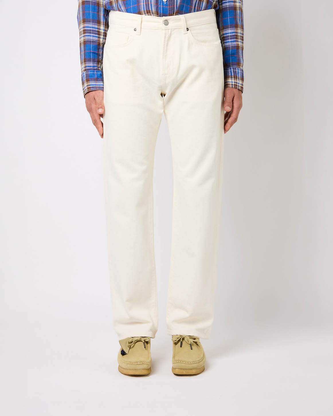 Pantalone cinque tasche panna in bull di cotone