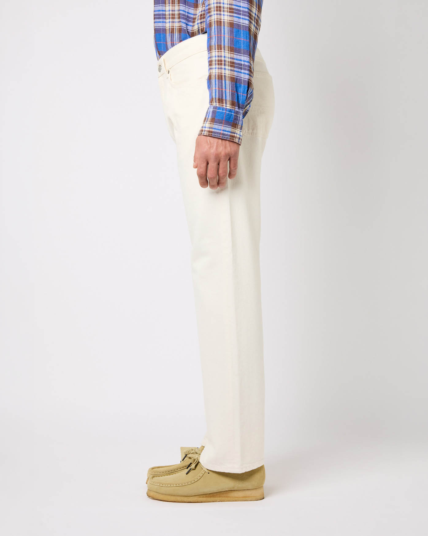 Pantalone cinque tasche Roy Roger's panna in bull di cotone