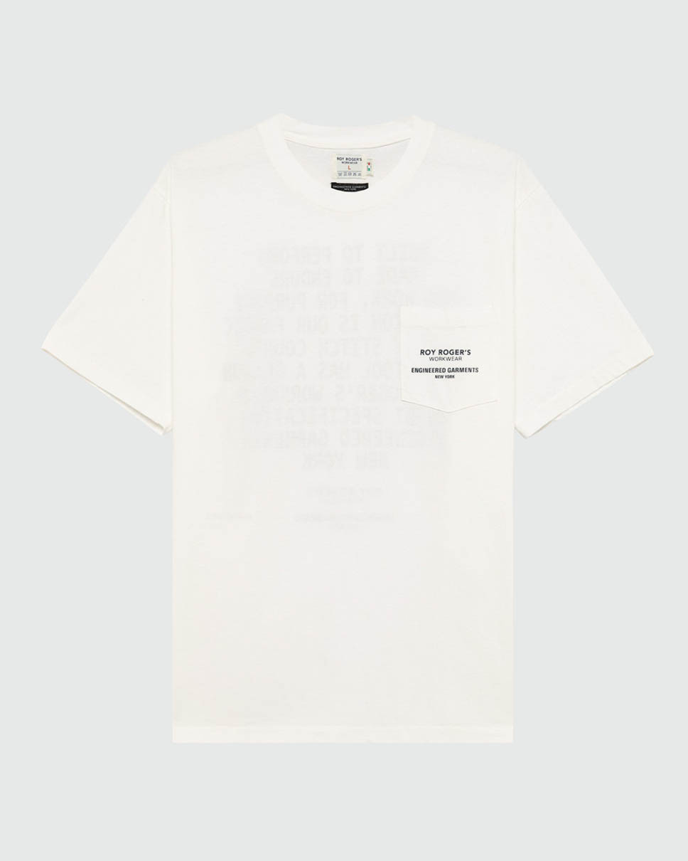 T-shirt mezza manica Roy Roger's panna in cotone con taschino e stampa scritte