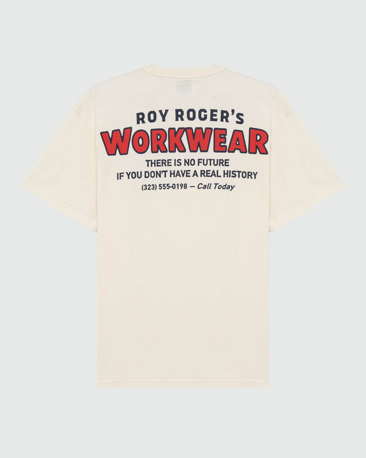 T-shirt mezza manica Roy Roger's panna in cotone con stampa fronte e retro