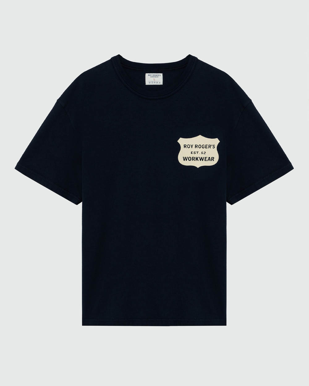 T-shirt mezza manica Roy Roger's blu in cotone con stampa fronte e retro