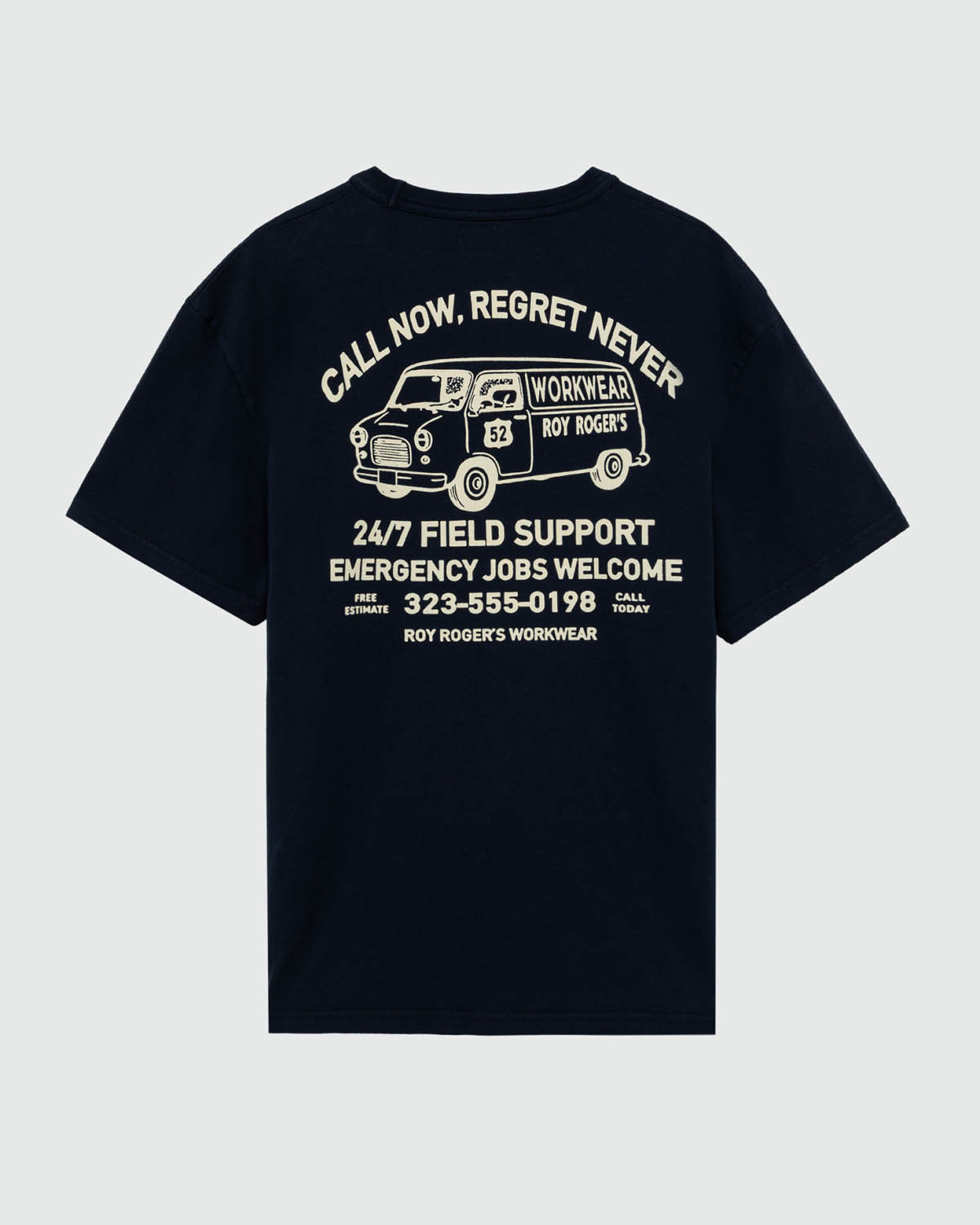 T-shirt mezza manica Roy Roger's blu in cotone con stampa fronte e retro