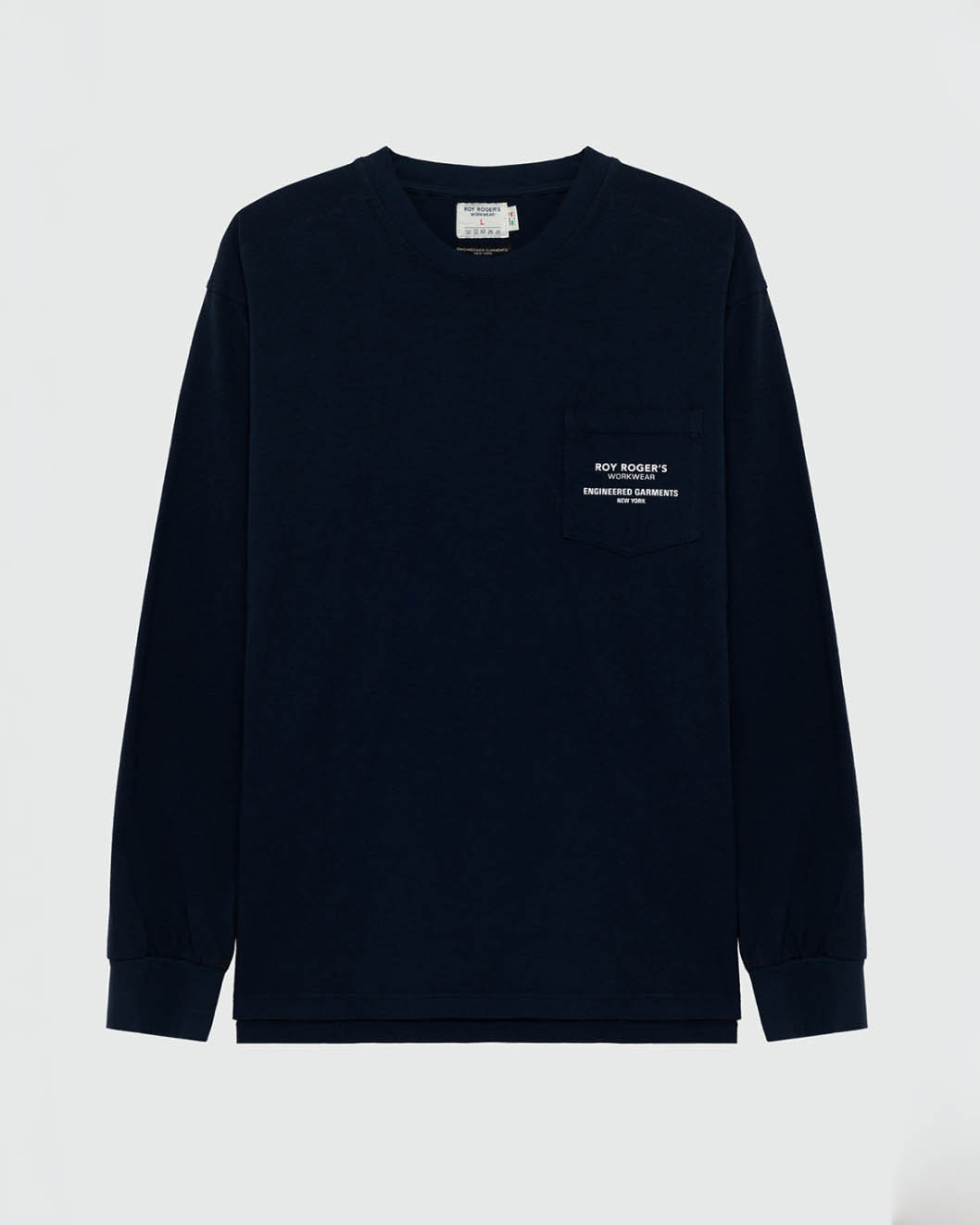 T-shirt manica lunga Roy Roger's blu in cotone con taschino e stampa scritte