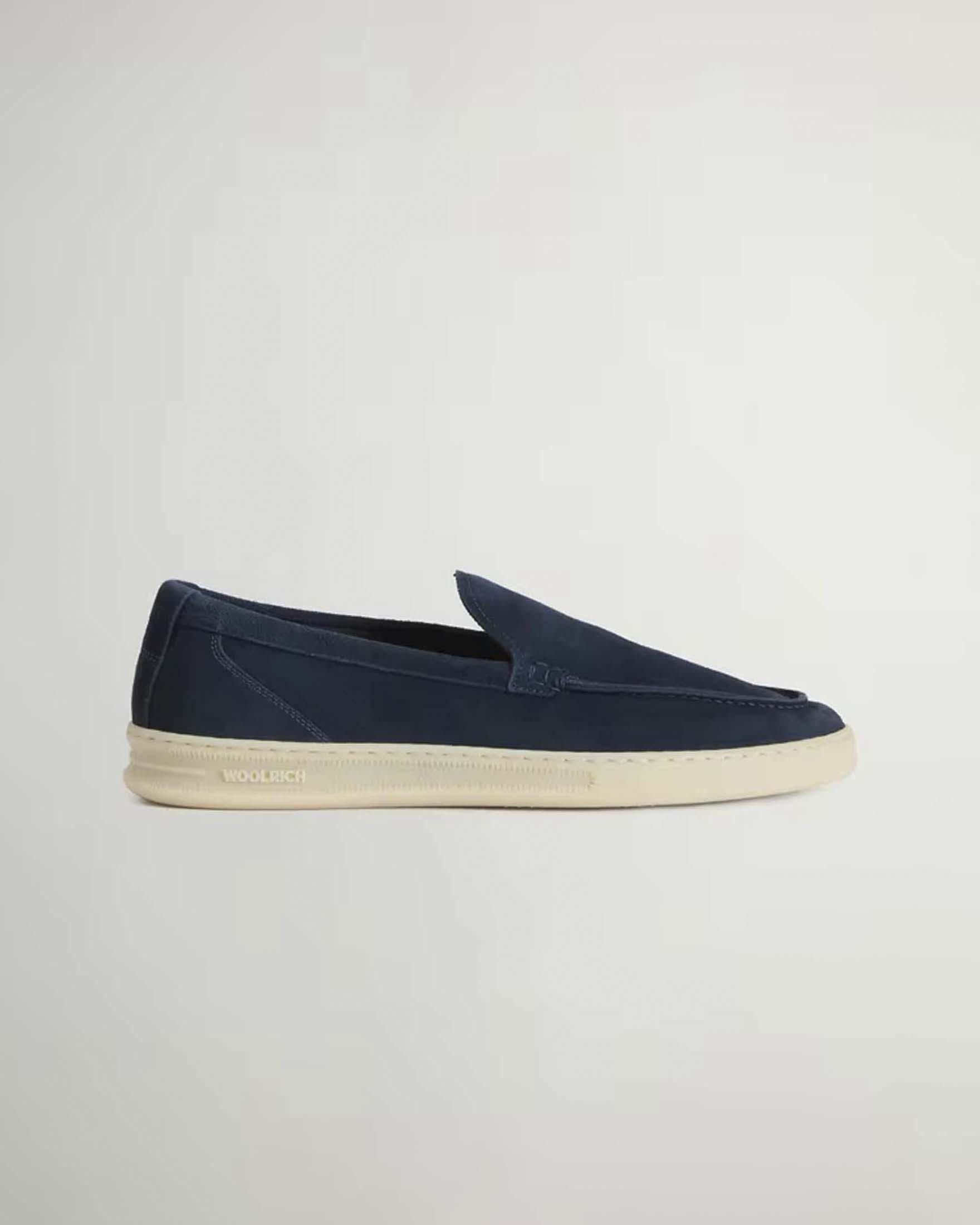 Mocassini Woolrich blu navy in pelle scamosciata