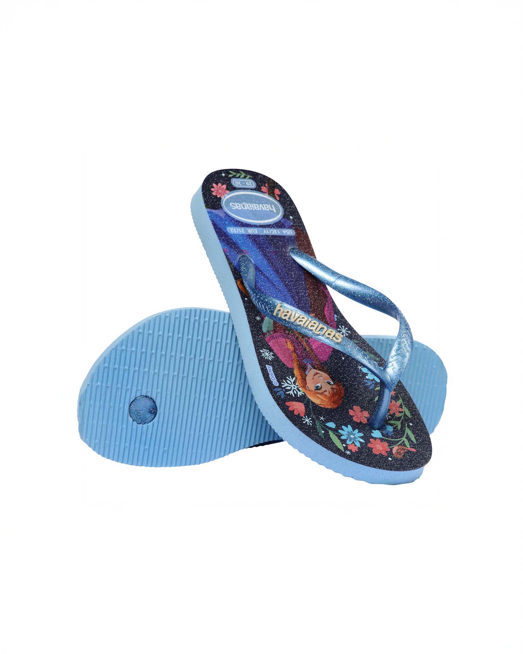 Havaianas Kids Slim Princes con fantasia Frozen blu glitterato image